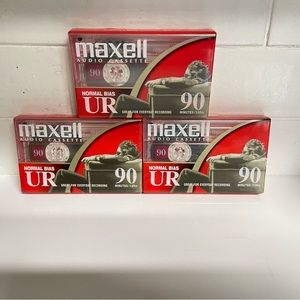 Maxwell UR 90 Minute Blank Audio Cassette Tapes Normal Bias NEW SEALED Lot Of 3